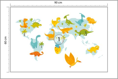Fototapeta Mapa Świata Z Dinozaurami