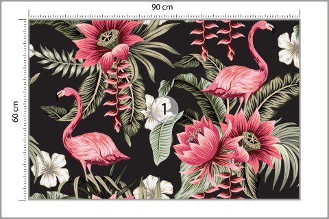 Fototapeta Tropikalne Kwiaty I Flamingi Vintage