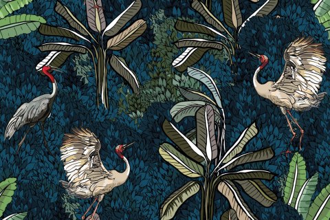 Fototapeta Żurawie Pośród Liści