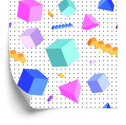 Tapeta Geometryczna 3D, Sześciany, Pokój Dziecięcy