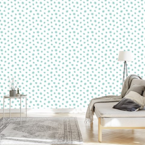 Tapeta Drobne Turkusowe Kwiaty