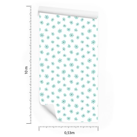 Tapeta Drobne Turkusowe Kwiaty