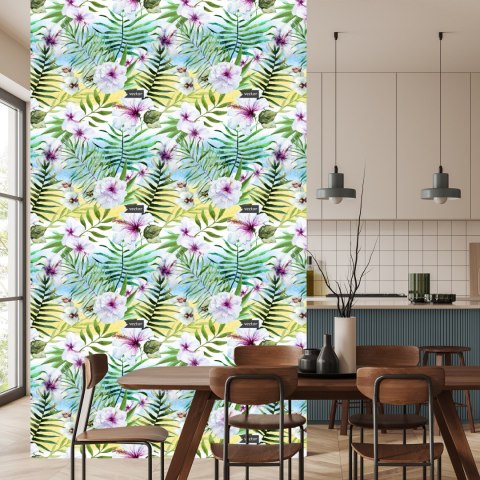 Tapeta Hibiskus, Orchidea I Liście Palmowe