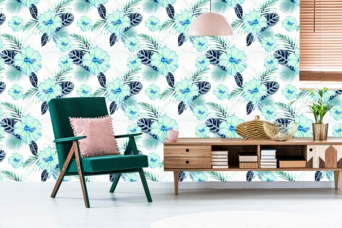 Tapeta Kwiaty Hibiskusa I Liście