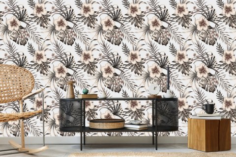 Tapeta Kwiaty, Liście W Stylu Vintage