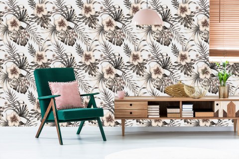 Tapeta Kwiaty, Liście W Stylu Vintage