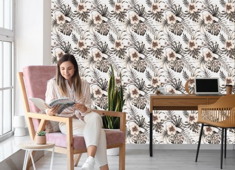 Tapeta Kwiaty, Liście W Stylu Vintage