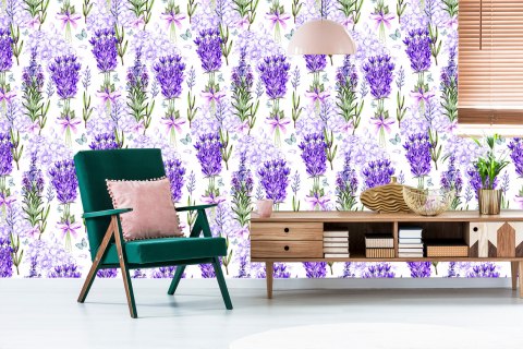 Tapeta Lawenda Z Kokardkami