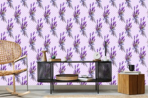 Tapeta Lawenda Z Kropkami W Tle