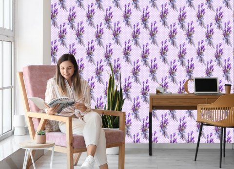 Tapeta Lawenda Z Kropkami W Tle