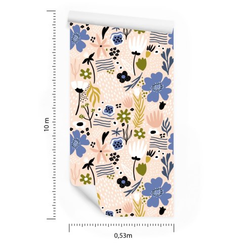 Tapeta Liście I Kwiaty - Styl Skandynawski