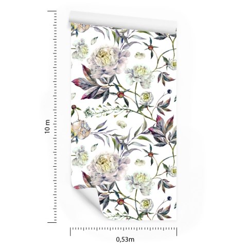 Tapeta Piękne Piwonie, Liście Vintage