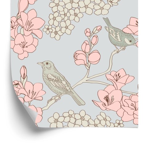 Tapeta Ptaki Z Kwiatami