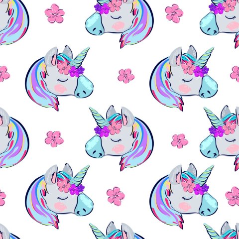 Tapeta Dla Dzieci - Śpiące Jednorożce Na Tle Kwiatów