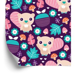 Tapeta Dla Dziewczynek Zwierzątka Leśne, Liście