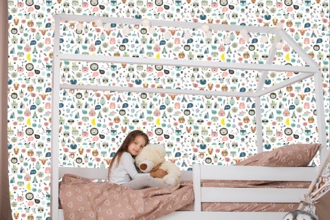 Tapeta Dla Dziewczynki Kolorowe Zwierzęta Kwiaty