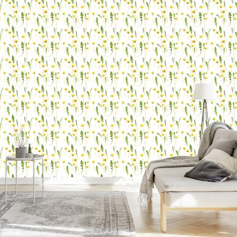 Tapeta Kwiaty Mlecza Z Liśćmi