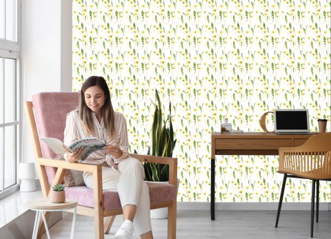 Tapeta Kwiaty Mlecza Z Liśćmi