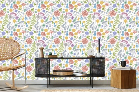 Tapeta Kwiaty Polne Z Paprocią