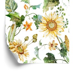 Tapeta Na Korytarz Słonecznik Kukurydza Liście 3D