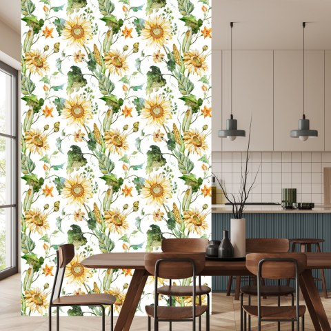 Tapeta Na Korytarz Słonecznik Kukurydza Liście 3D