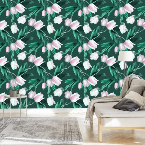 Tapeta Namalowany Bukiet Tulipanów