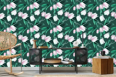 Tapeta Namalowany Bukiet Tulipanów