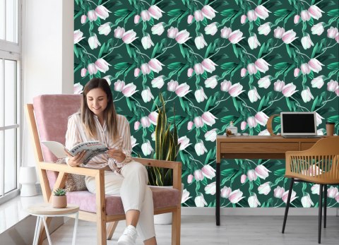 Tapeta Namalowany Bukiet Tulipanów