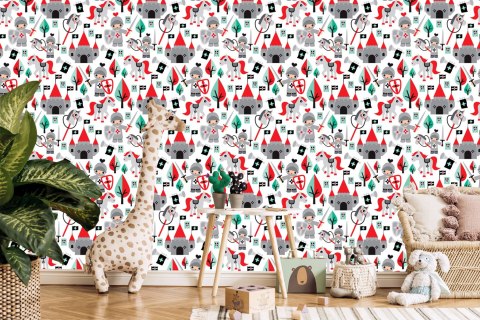 Tapeta Dla Dzieci, Bajki, Rycerze, Konie, Drzewa