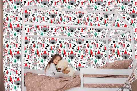 Tapeta Dla Dzieci, Bajki, Rycerze, Konie, Drzewa