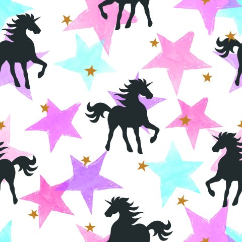 Tapeta Dla Dzieci - Jednorożce I Kolorowe Gwiazdki