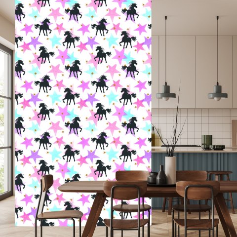 Tapeta Dla Dzieci - Jednorożce I Kolorowe Gwiazdki