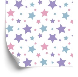 Tapeta Dla Dzieci - Niebieskie, Różowe I Fioletowe Gwiazdki