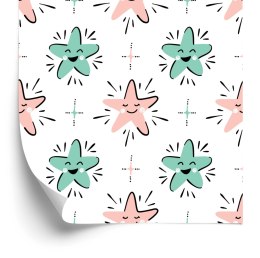 Tapeta Dla Dzieci - Szczęśliwe Kolorowe Gwiazdki