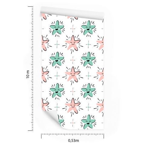 Tapeta Dla Dzieci - Szczęśliwe Kolorowe Gwiazdki