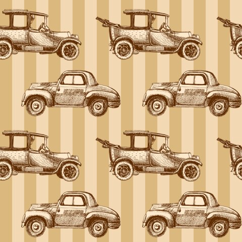 Tapeta Dla Dzieci - Samochody W Stylu Retro