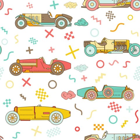 Tapeta Dla Dzieci - Starodawne Auta Wyścigowe