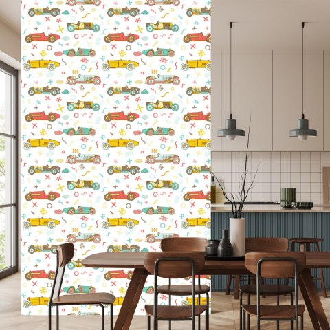 Tapeta Dla Dzieci - Starodawne Auta Wyścigowe