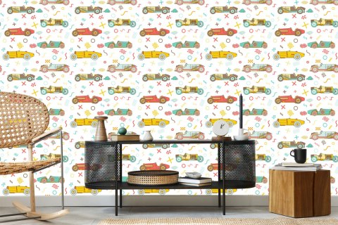 Tapeta Dla Dzieci - Starodawne Auta Wyścigowe