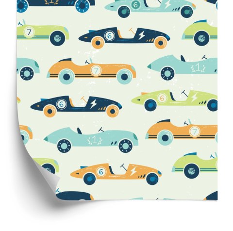 Tapeta Dla Dzieci - Wyścigowe Auta W Stylu Vintage