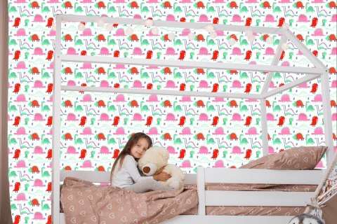 Tapeta Do Pokoju Dziecka Kolorowe Dinozaury Liście