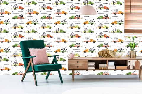 Tapeta Drzewa Samochody Ciężarowe, Pokój Dziecięcy