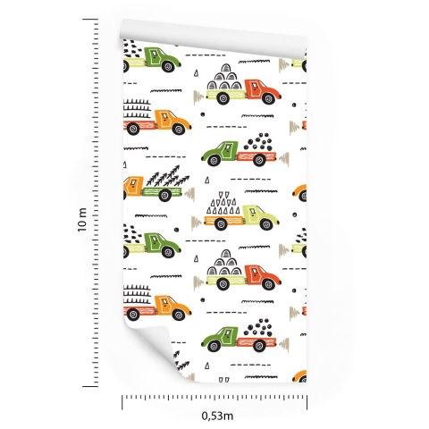 Tapeta Drzewa Samochody Ciężarowe, Pokój Dziecięcy