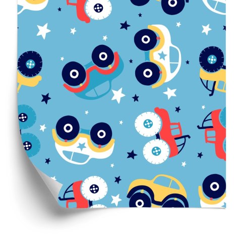 Tapeta Kolorowe Auta, Gwiazdki, Do Pokoju Dziecka