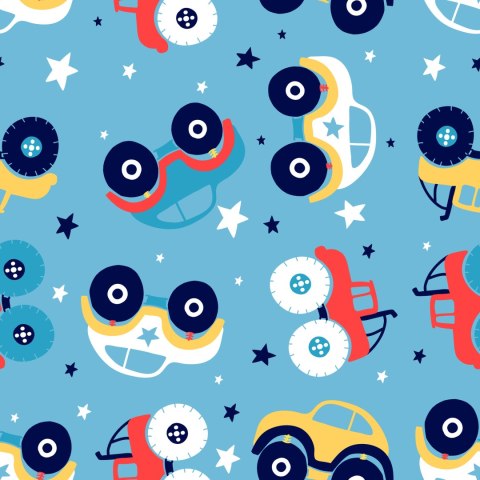 Tapeta Kolorowe Auta, Gwiazdki, Do Pokoju Dziecka