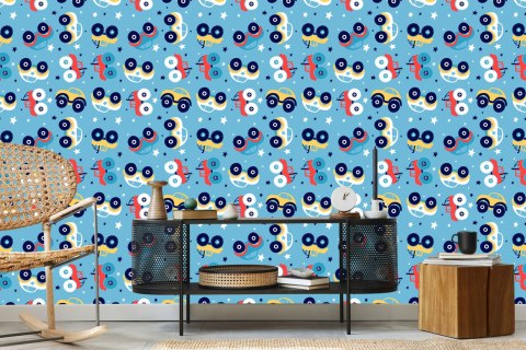 Tapeta Kolorowe Auta, Gwiazdki, Do Pokoju Dziecka