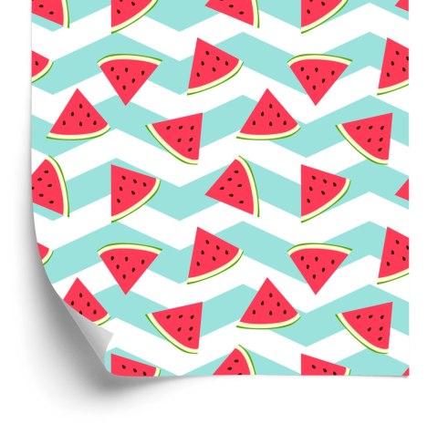 Tapeta Dla Dzieci - Arbuzy Na Biało - Turkusowym Tle