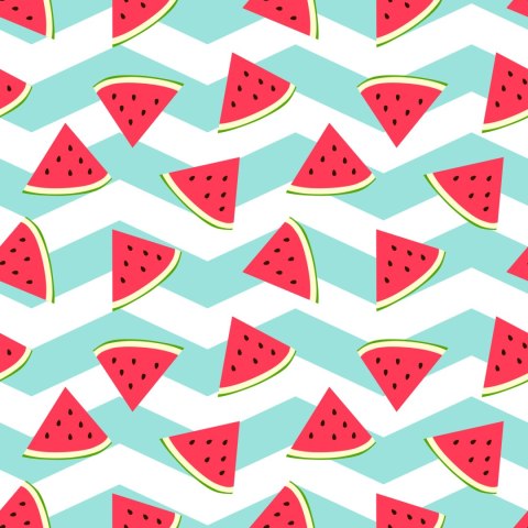 Tapeta Dla Dzieci - Arbuzy Na Biało - Turkusowym Tle