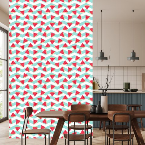 Tapeta Dla Dzieci - Arbuzy Na Biało - Turkusowym Tle