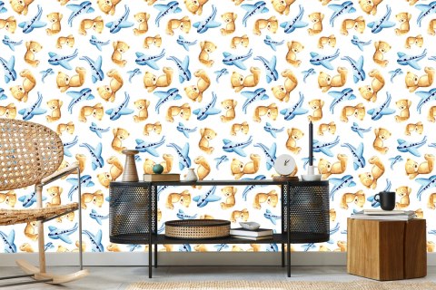 Tapeta Dla Dzieci - Misie,Samoloty